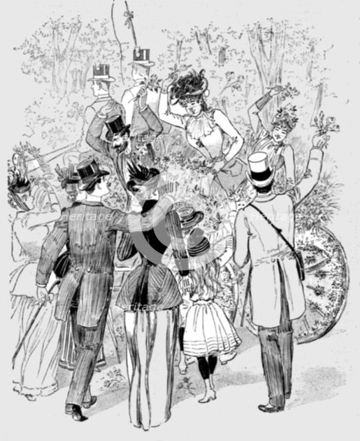 ''The Paris Season - drawn by Mars; The Battle of Flowers in the Avenue Des Acacias', 1891. Creator: Mars.
