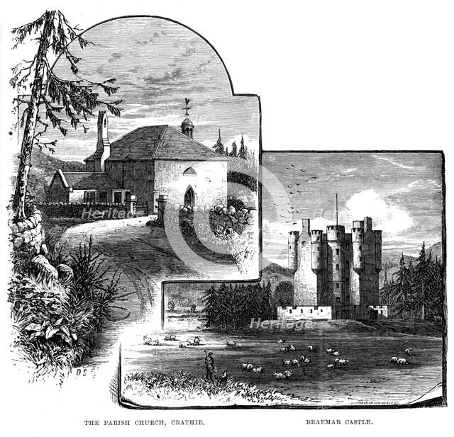 The Parish Church, Crathie, and Braemar Castle, Scotland, 1900. Artist: Unknown