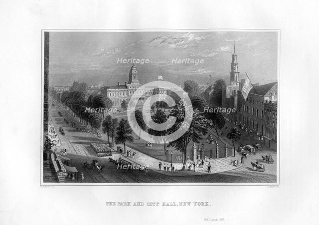 The Park and City Hall, New York, 1855.Artist: J Archer