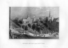 The Park and City Hall, New York, 1855.Artist: J Archer