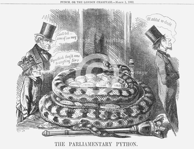 'The Parliamentary Python', 1862. Creator: Unknown.