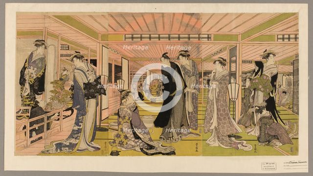 The parlor of a brothel in the pleasure quarters, c. 1789/1801. Creator: Utagawa Toyokuni I.