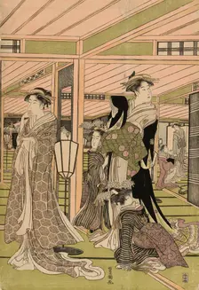 The parlor of a brothel in the pleasure quarters, c. 1789/1801. Creator: Utagawa Toyokuni I