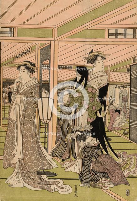 The parlor of a brothel in the pleasure quarters, c. 1789/1801. Creator: Utagawa Toyokuni I.