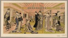 The parlor of a brothel in the pleasure quarters, c. 1789/1801. Creator: Utagawa Toyokuni I