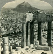 The Parthenon on the Acropolis - View N.E. over Athenai (Athens) to Mount Lycabettus, Greece c193 Creator: Unknown