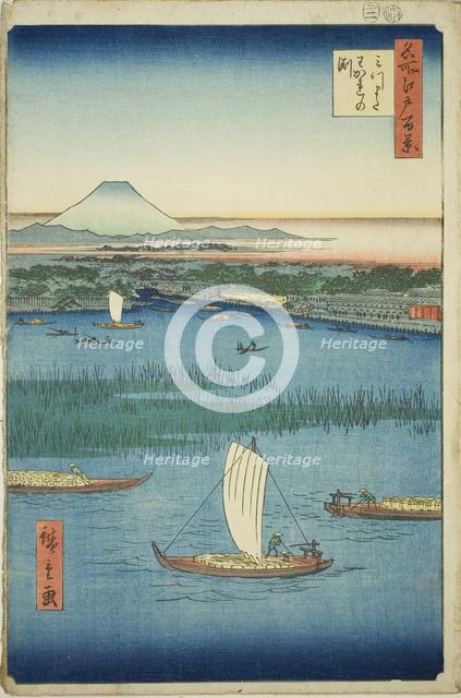 The Parting Depth of the Three-pronged River (Mitsumata Wakarenofuchi), from the series..., 1857. Creator: Ando Hiroshige.