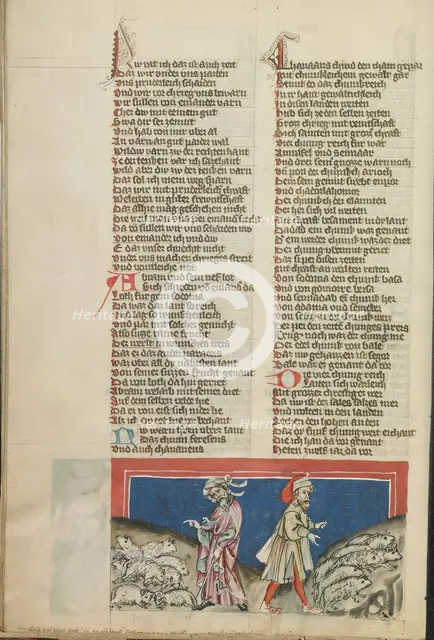 The Parting of Abraham and Lot; Weltchronik, about 1400-1410. Creator: Unknown.