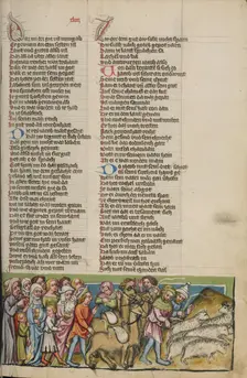 The Parting of Jacob and Laban; Weltchronik, about 1400-1410. Creator: Unknown