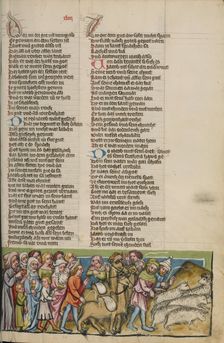 The Parting of Jacob and Laban; Weltchronik, about 1400-1410. Creator: Unknown