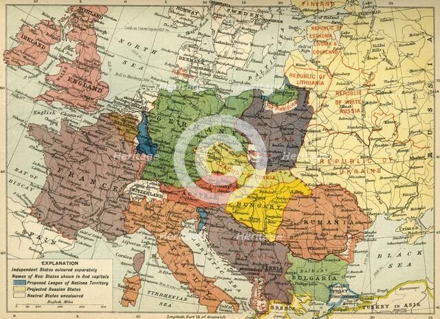 'The Partition of Europe under Treaties of Paris, June 1919', (c1920). Creator: Unknown.