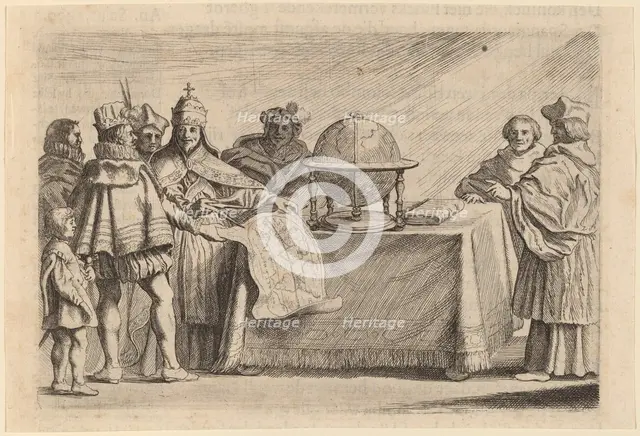 The Partitioning of the Globe between Spain and Portugal, 1634. Creator: Willem Basse.
