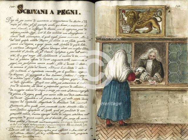 The pawnshop. From Gli abiti de' Veneziani, Second Half of the 18th cen..