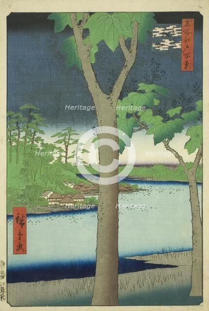 The Paulownia Grove at Akasaka (Akasaka Kiribatake), from the series "One Hundred..., 1856. Creator: Ando Hiroshige.