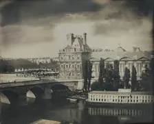 [The Pavillon de Flore and the Tuileries Gardens], 1849. Creators: Marie-Charles-Isidore Choiselat, Stanislas Ratel