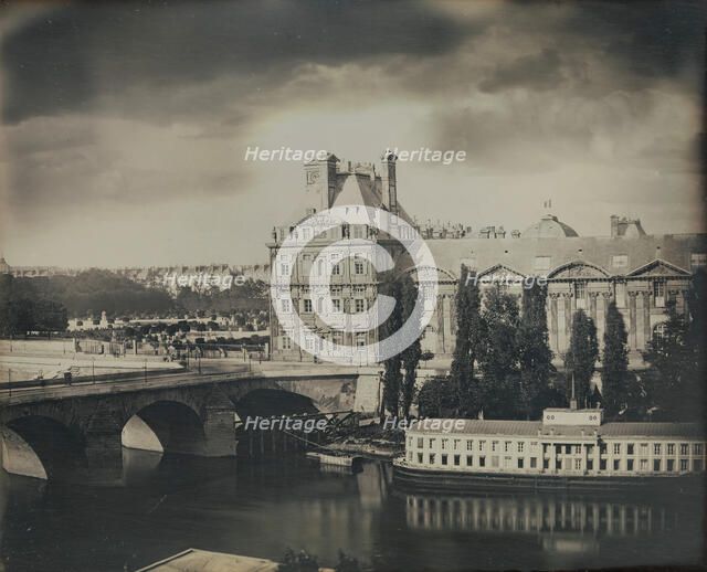 [The Pavillon de Flore and the Tuileries Gardens], 1849. Creators: Marie-Charles-Isidore Choiselat, Stanislas Ratel.