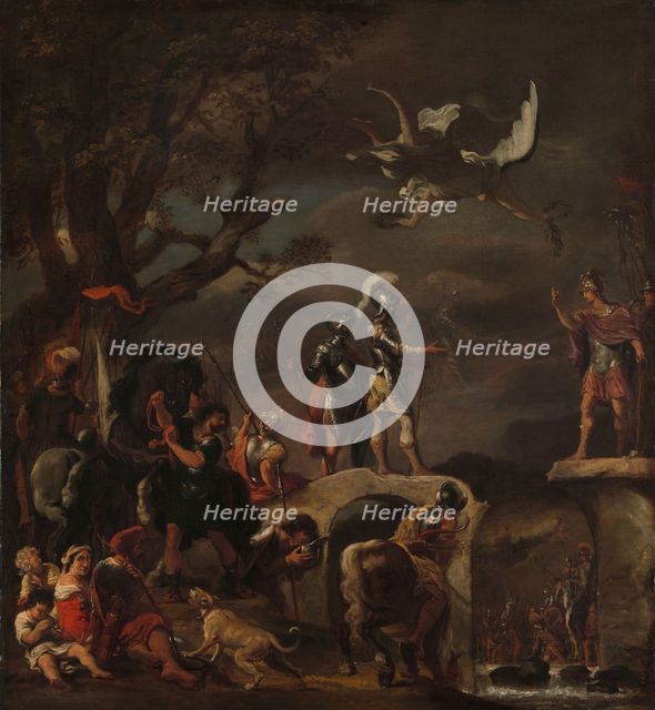 The Peace Negotiations between Claudius Civilis and Quintus Petillius Cerealis on the Demolished Bri Creator: Ferdinand Bol.
