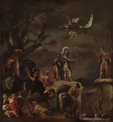The Peace Negotiations between Claudius Civilis and Quintus Petillius Cerealis on the Demolished Bri Creator: Ferdinand Bol