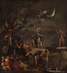 The Peace Negotiations between Claudius Civilis and Quintus Petillius Cerealis on the Demolished Bri Creator: Ferdinand Bol