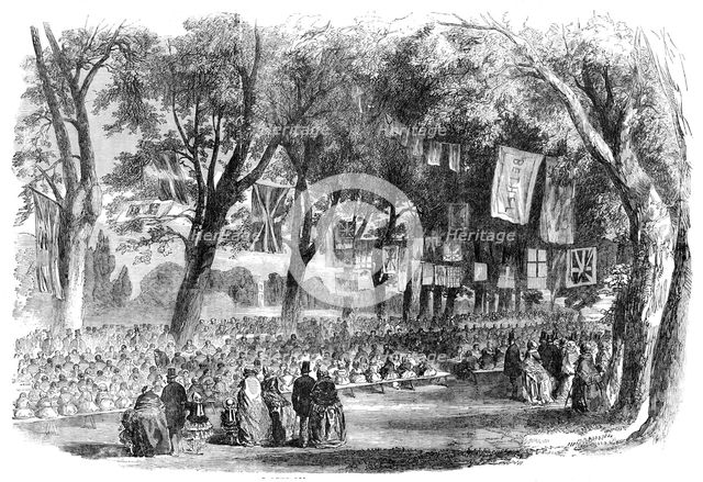 The Peace Commemoration at Lynn - School Children's Festival, in the Public Walks, 1856.  Creator: Unknown.