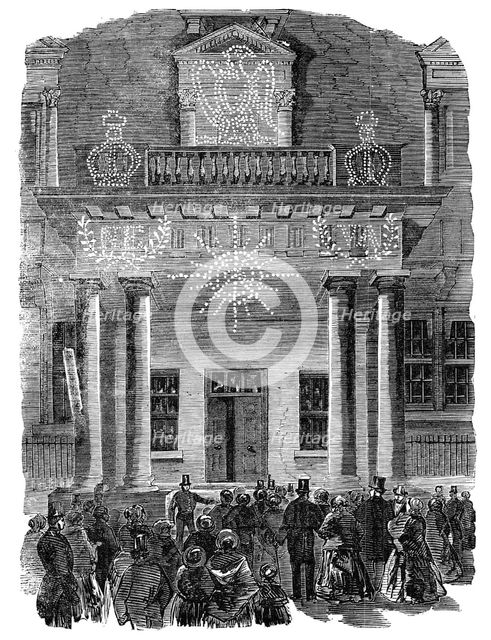 The Peace Illumination: the French Embassy, Albert-Gate, 1856.  Creator: Unknown.