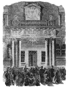 The Peace Illumination: the French Embassy, Albert-Gate, 1856. Creator: Unknown