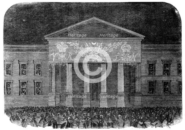 The Peace Illuminations - the General Post-Office, 1856.  Creator: Unknown.