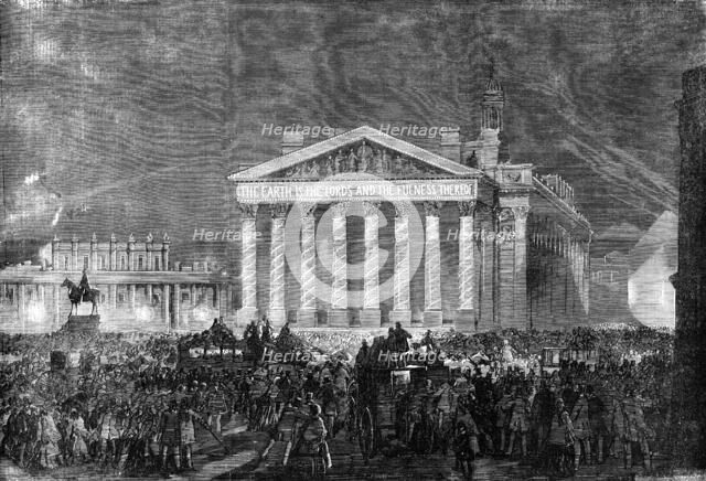 The Peace Illuminations - the Royal Exchange, 1856.  Creator: Unknown.