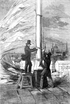 The Peace Rejoicings - Hoisting the Royal Standard at the Tower of London, 1856. Creator: W Thomas