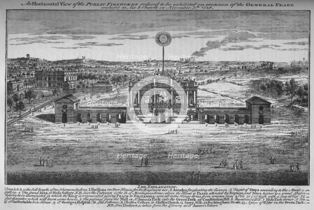 The peace rejoicings in the Green Park, Westminster, London, 1748 (1878). Artist: Unknown.