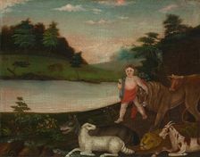 The Peaceable Kingdom, c. 1816-1818. Creator: Edward Hicks (American, 1780-1849)