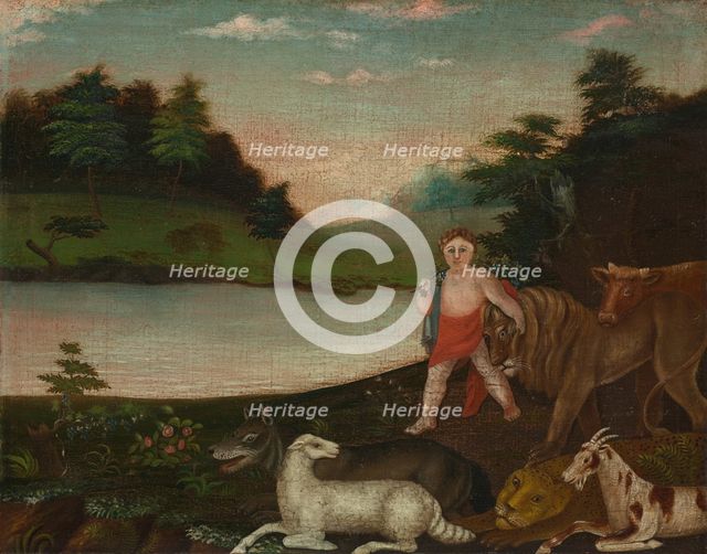 The Peaceable Kingdom, c. 1816-1818. Creator: Edward Hicks (American, 1780-1849).
