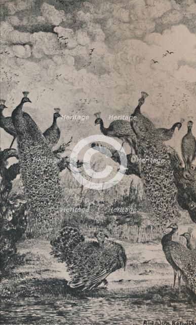 'The Peacocks', 1869, (1946). Artist: Rodolphe Bresdin.