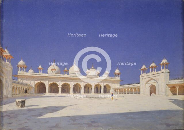 The Pearl Mosque (Moti Masjid) in Red Fort of Agra, 1874-1876. Artist: Vereshchagin, Vasili Vasilyevich (1842-1904)
