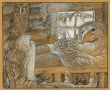 The peasant and the domovoy , 1922. Creator: Chekhonin, Sergei Vasilievich (1878-1936)