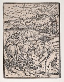 The Peasant (or Ploughman), from The Dance of Death, ca. 1526, published 1538. Creator: Hans Lützelburger
