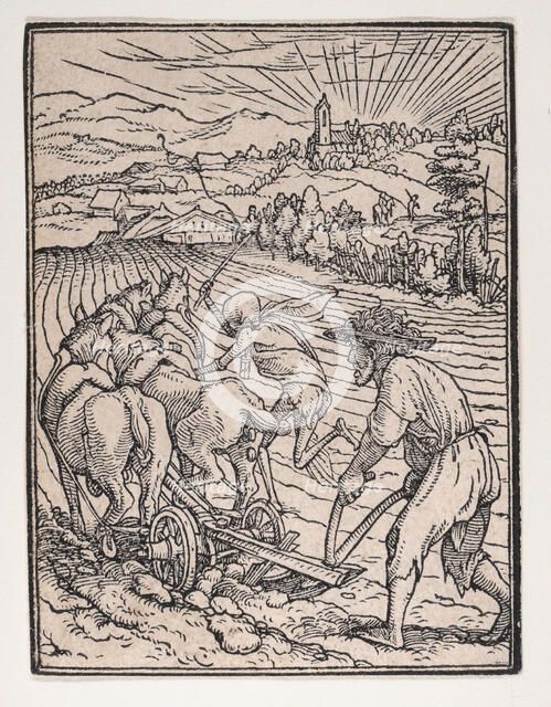 The Peasant (or Ploughman), from The Dance of Death, ca. 1526, published 1538. Creator: Hans Lützelburger.