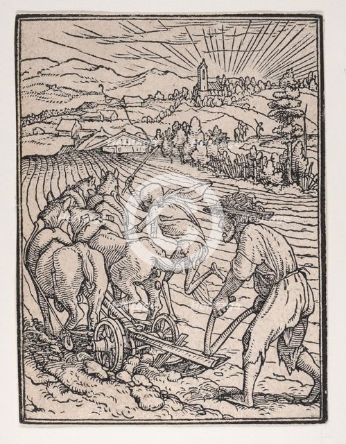 The Peasant (or Ploughman), from The Dance of Death, ca. 1526, published 1538. Creator: Hans Lützelburger.