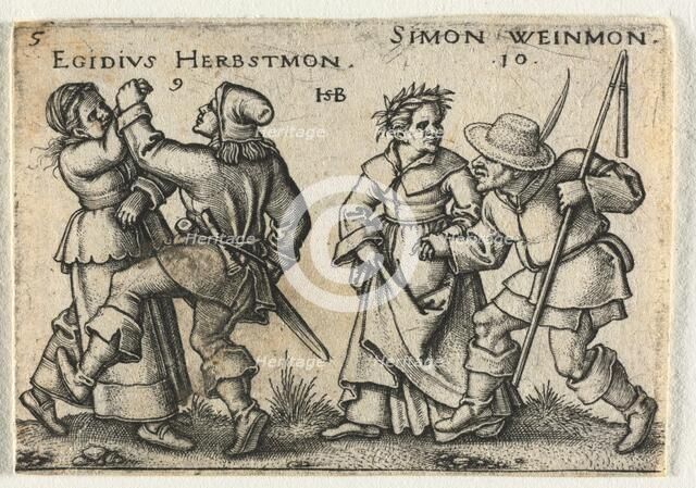 The Peasant Wedding or the Twelve Months: 9-Egidius Herbstmon 10-Simon Weinmon, 1546. Creator: Hans Sebald Beham (German, 1500-1550).