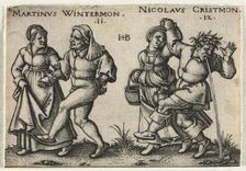 The Peasant Wedding or the Twelve Months: 11-Martinus Wintermon 12-Nicolaus Cristmon, 1546. Creator: Hans Sebald Beham (German, 1500-1550)