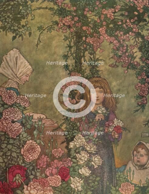 'The Peasant's Wife Sat on Sundays at the Door of her Cottage Reading her Hymn-Book', c1930. Artist: W Heath Robinson.