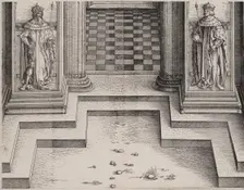 The Pedestal of the Central Portal with Figures of Two Archdukes of Austria, from the Arch..., 1515. Creator: Hans Springinklee