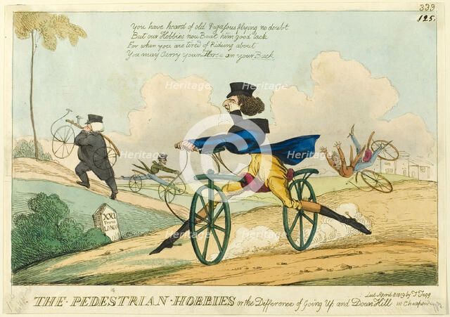 The Pedestrian Hobbies, or the Difference of Going Up and Down Hill, published April 8, 1819. Creator: William Heath.