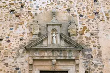 The pediment over the doorway of the Convent of Saint Clare, Caceres, Spain, 2007. Creator: Samuel Magal