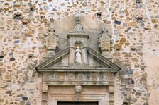 The pediment over the doorway of the Convent of Saint Clare, Caceres, Spain, 2007. Creator: Samuel Magal