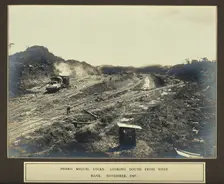 The Pedro Miguel Locks, Panama Canal construction: view of train tracks, looking south from...1907. Creator: Unknown