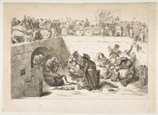 The People Delivered to the Vampire Taxes, May 1833. Creators: Jean Ignace Isidore Gerard, Auguste Raffet