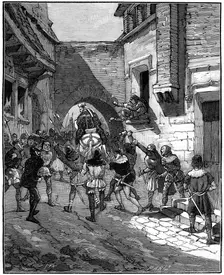 The people of Cambrai revolt, and drive out their Bishop, 10th-13th century (1882-1884).Artist: Spex