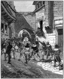 The people of Cambrai revolt, and drive out their Bishop, 10th-13th century (1882-1884).Artist: Spex