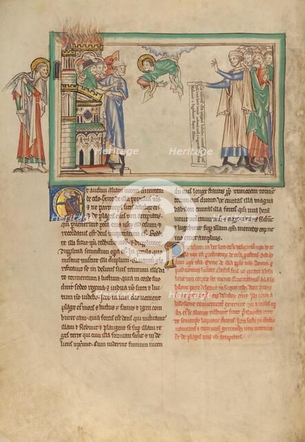 The People of God Leaving Babylon and Merchants Lamenting Babylon, about 1255-1260. Creator: Unknown.